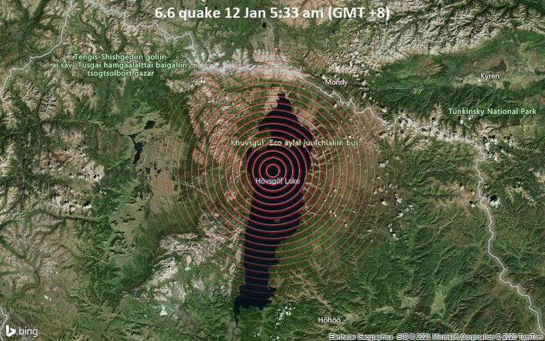 Хөвсгөл аймагт орон нутгийн цагаар 05:33 минутад 6.6 магнитутын хүчтэй газар хөдлөлт боллоо
